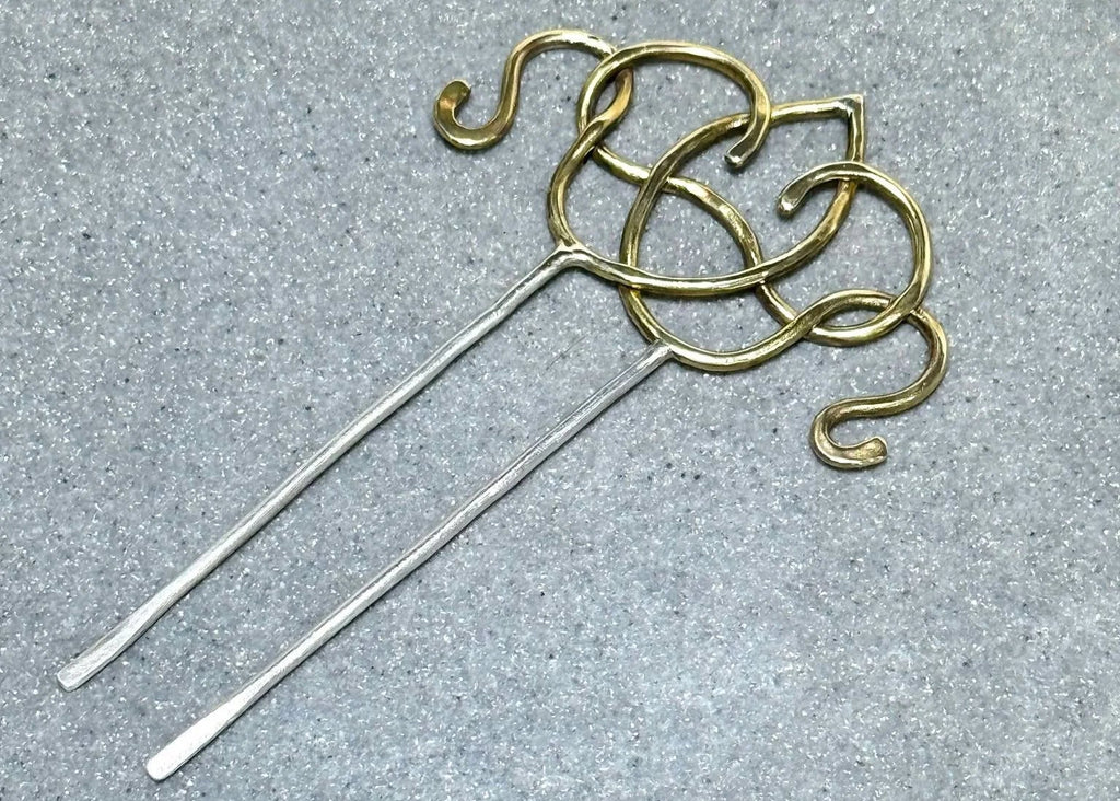 Celtic Hair Pin – Sterling Silver & Brass | Prickleberry Lane